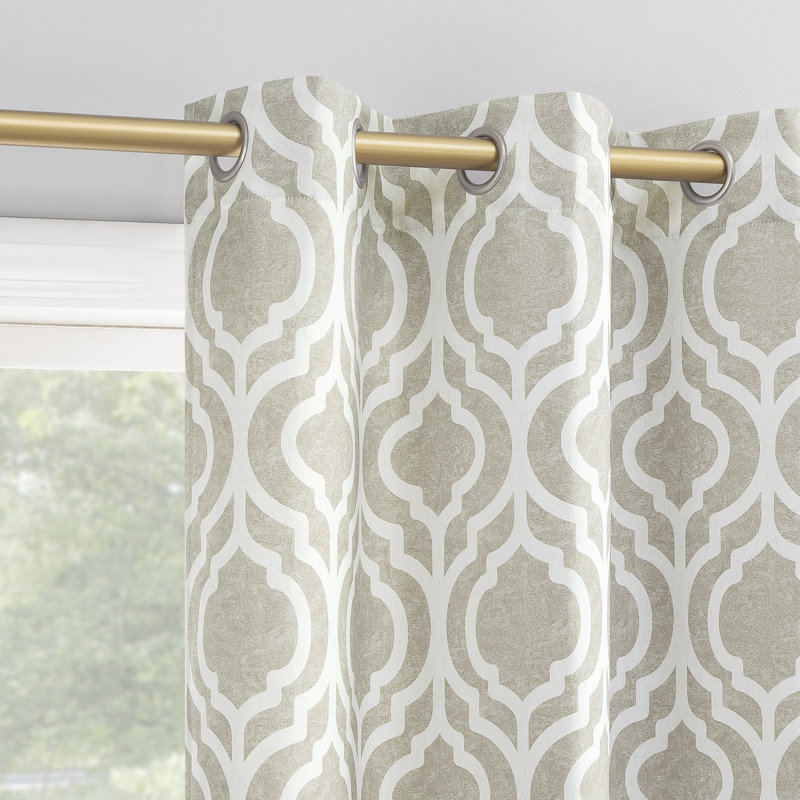 Eldon Gray Trellis Print Blackout Grommet Curtain Panel, 40" W x 63" L, Taupe
