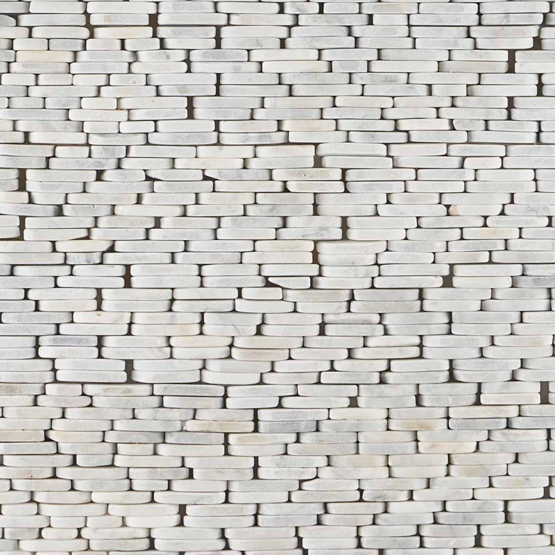 Nature Stacked Pram Gray Pebble Mosaic Tile, Carrara