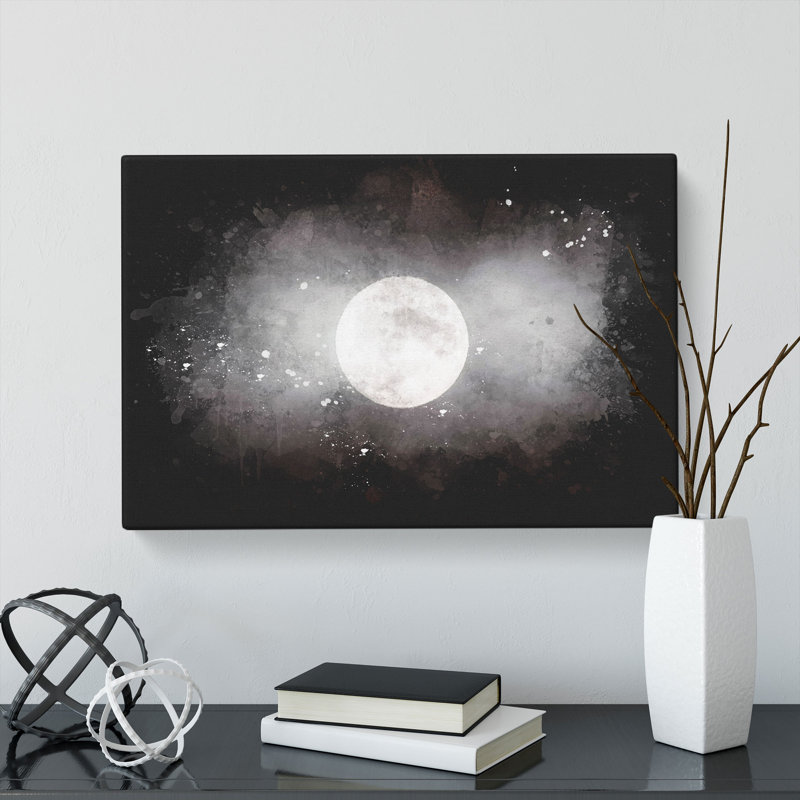 Full Moon At Dusk - Wrapped Canvas Print, 35cm H x 50cm W x 3cm D