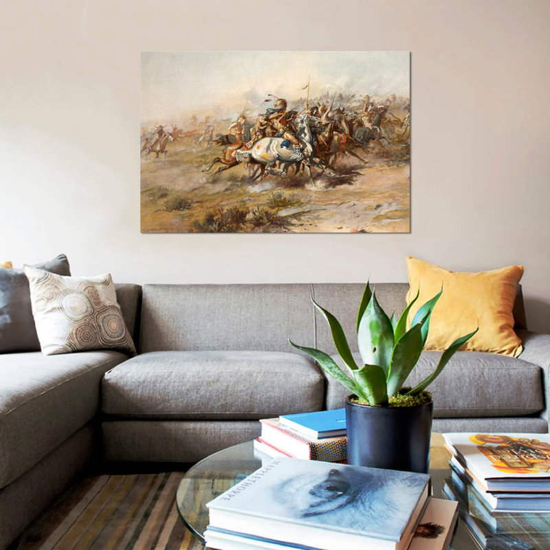 « custer combat », reproduction d’impression sur toile, H 8 po x l 12 po x P 0,75 po, Toile tendue, Pas de tapis