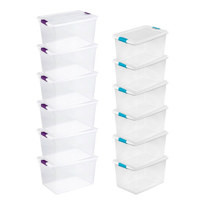Sterilite 64 Qt Clear Storage Tote, 6 Pack, and 66 Qt Clear Storage Tote, 6 Pack