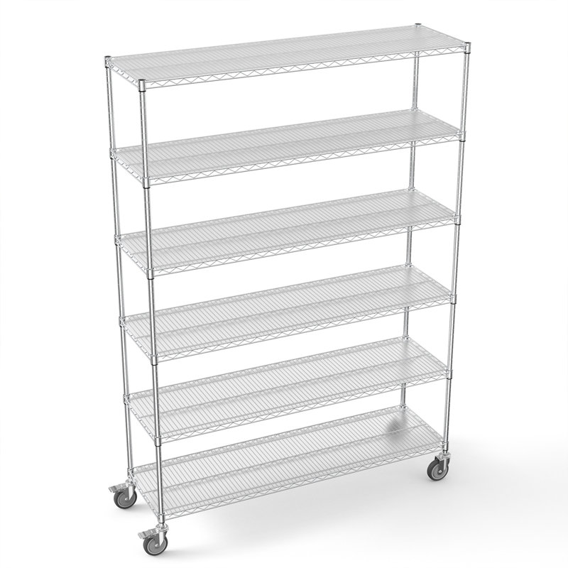 Étagère Natausha, Chrome chrome, H 82,24 po x l 60 po x P 18 po