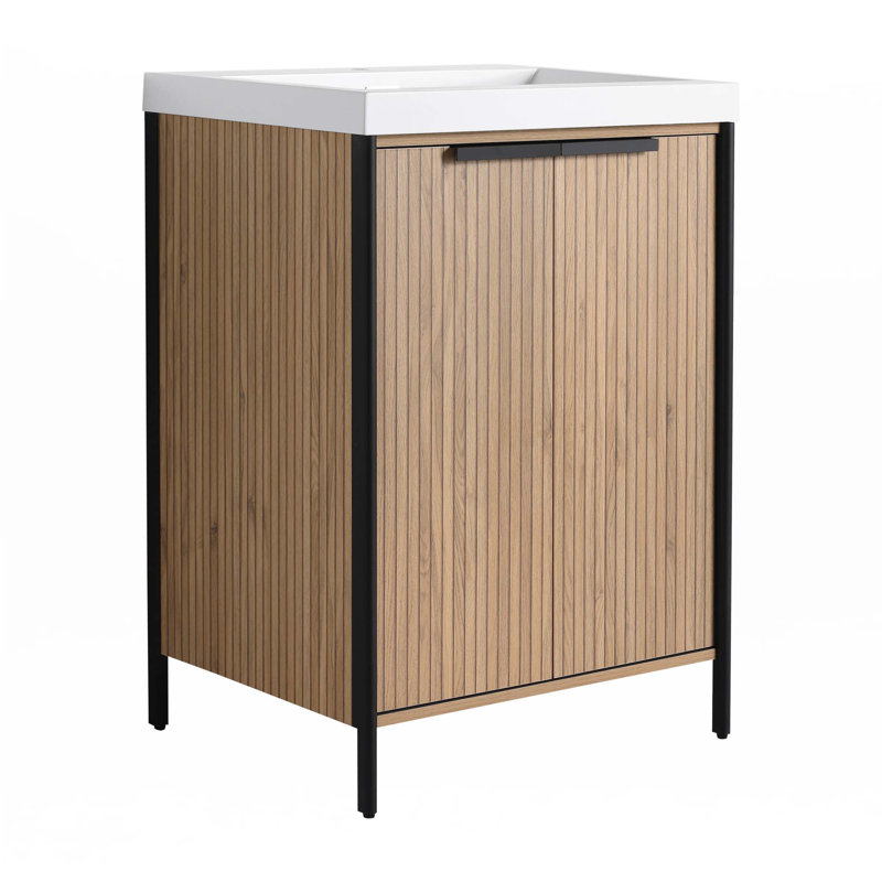 Meuble-lavabo autoportant avec lavabo en résine