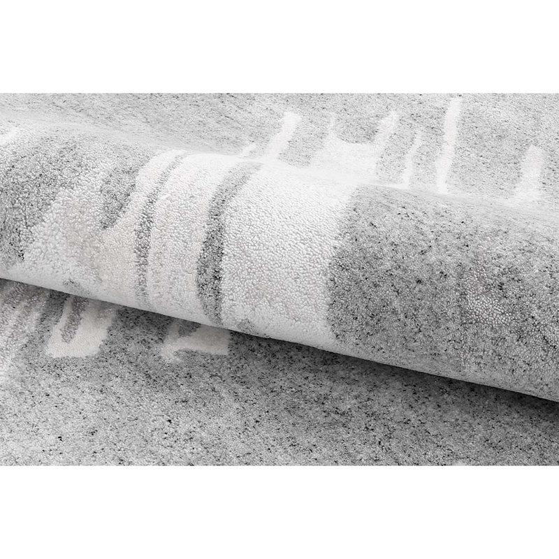 Tapis blanc et gris noué à la main de haute qualité, Rectangle 5 pi 10 po x 8 pi 11 po