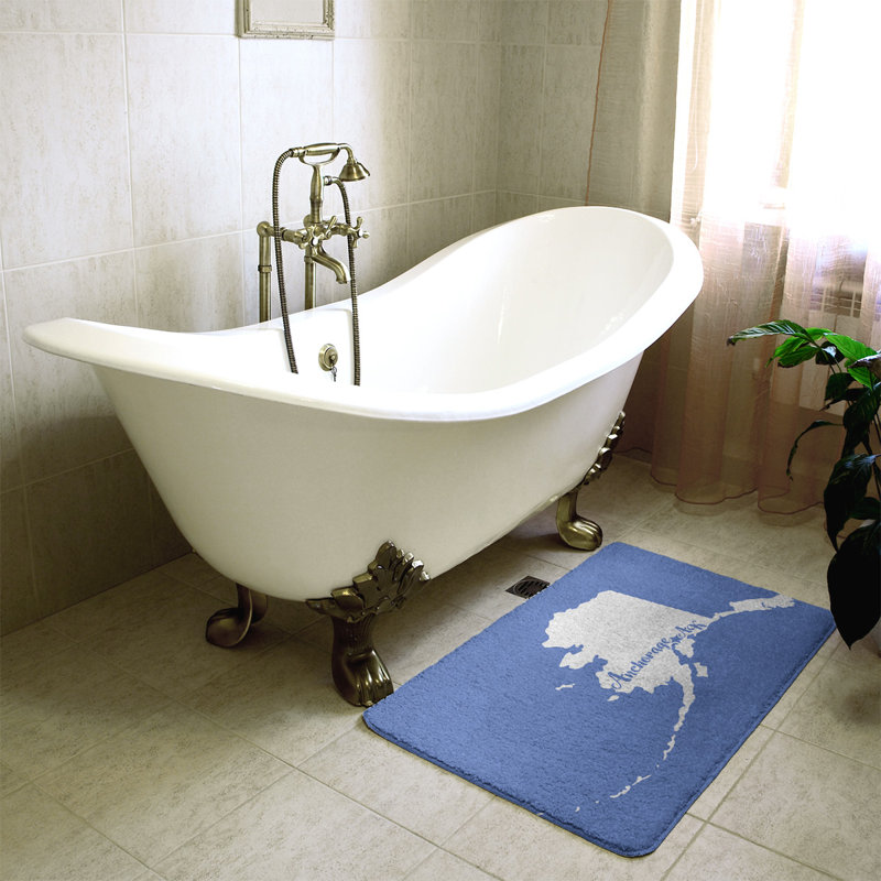 Tapis pour salle de bain ancrage alaska, l 21 po x L 34 po, Bleu, Anchorage, Alaska
