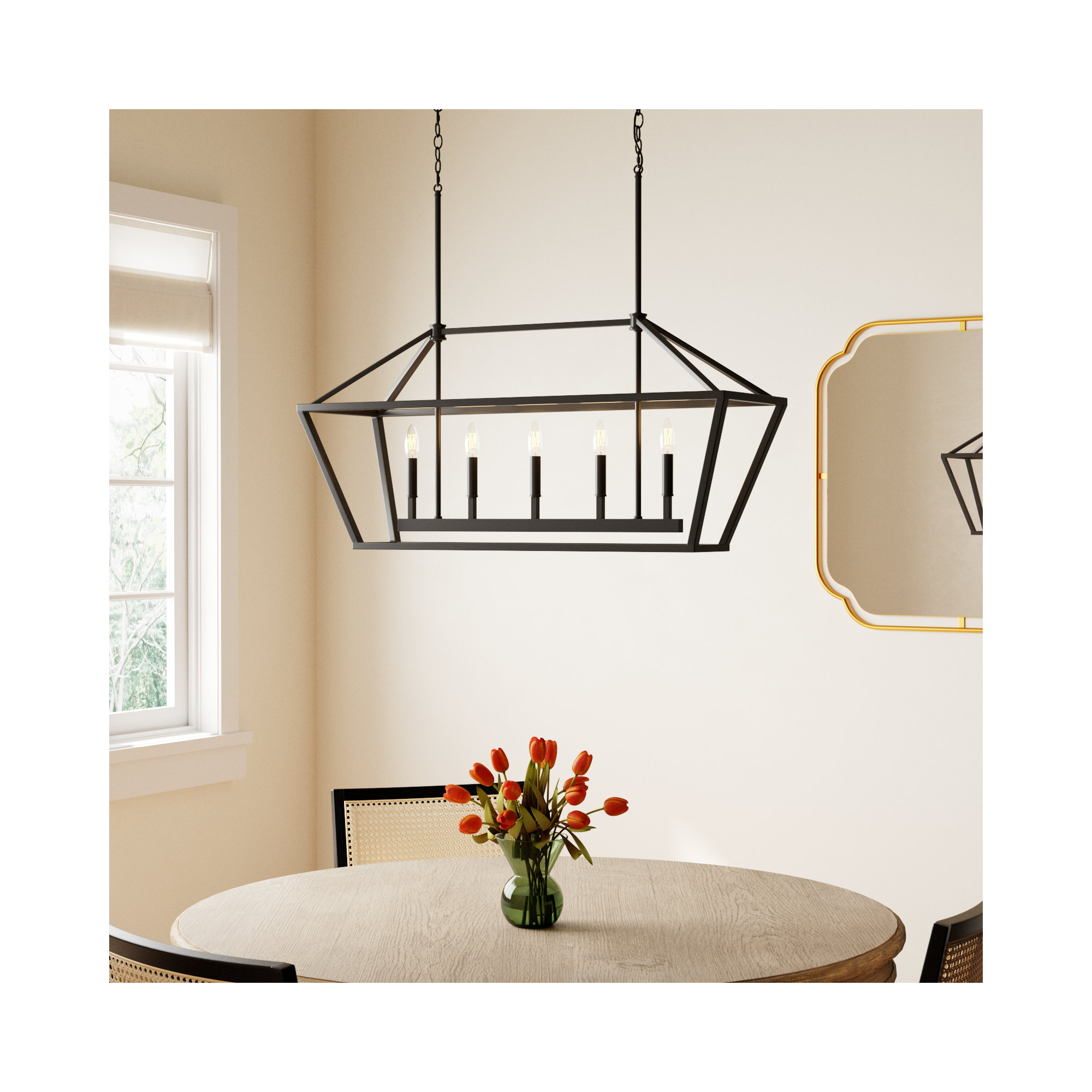 Glenhaven 5 Light Dimmable Pendant, Matte Black