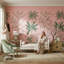 Papier peint floral oiseaux fond rose-2140560588-2140560595