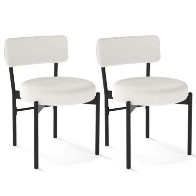 Chaise de salle à manger avec dossier courbé, siège rembourré et pieds en métal pour la salle à manger