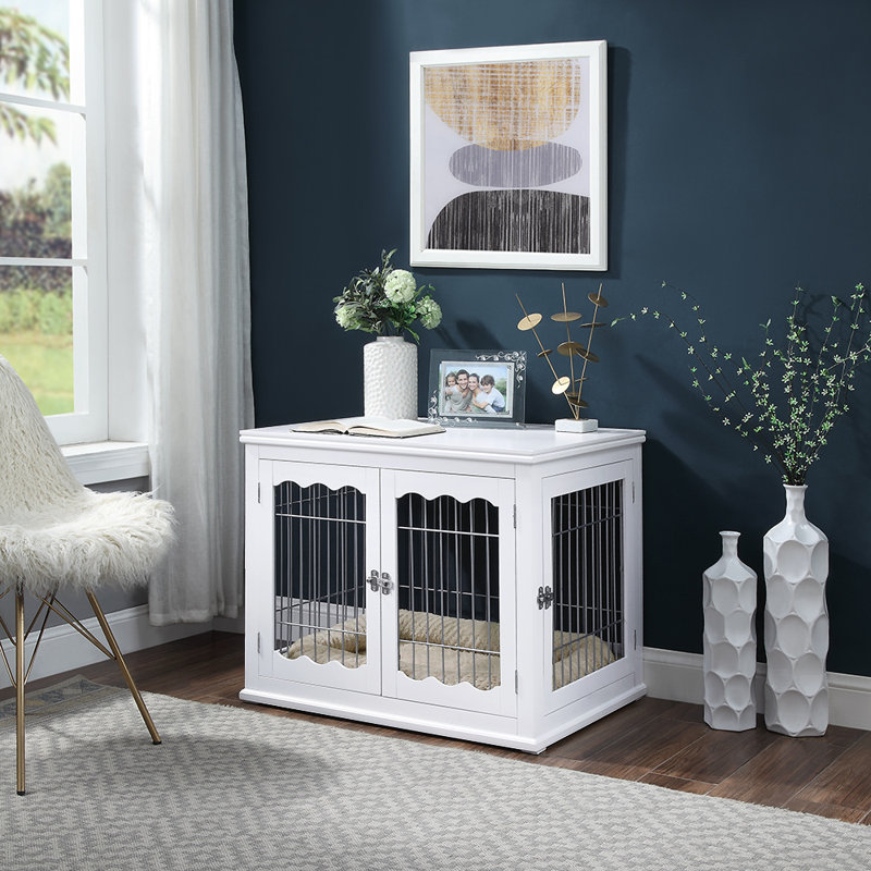 Hugh Wood Furniture Style Crate with 2 Doors, White, Large (31.5''H x 36.2''W x 26.5''D)