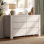 Commodes à 6 tiroirs de 55 po de large avec rangement, commode avec station de charge pour chambre à coucher, salon, chêne clair