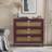 Chused 3 Drawer Accent Cabinet Dresser, Rattan Chest Drawers, Storage Cabinet with Metal Handles-1447804734