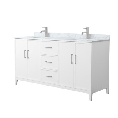Meuble-lavabo double avec plateau en marbre Elan
