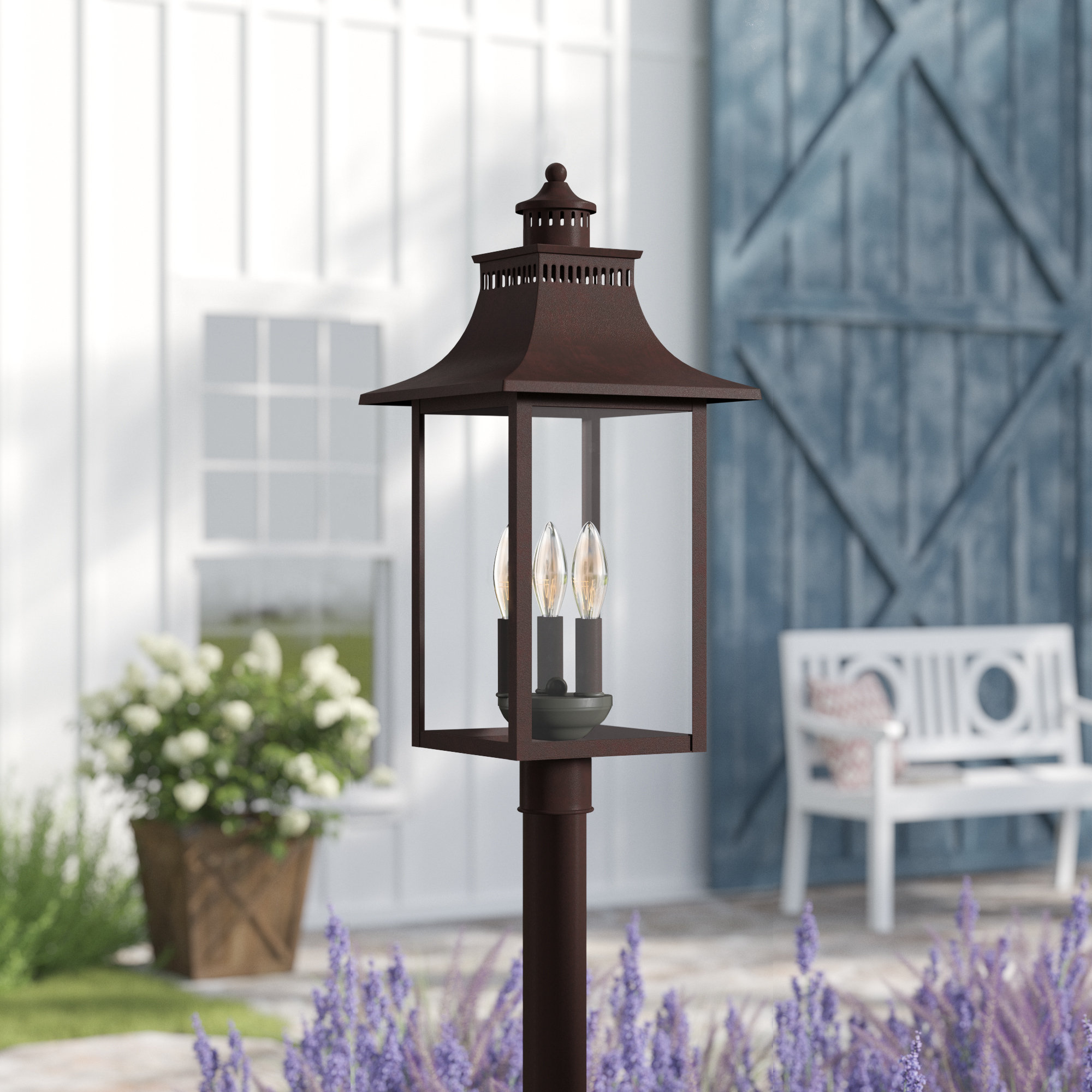 Amarone Transparent Metal Outdoor Lantern Head, Copper Bronze