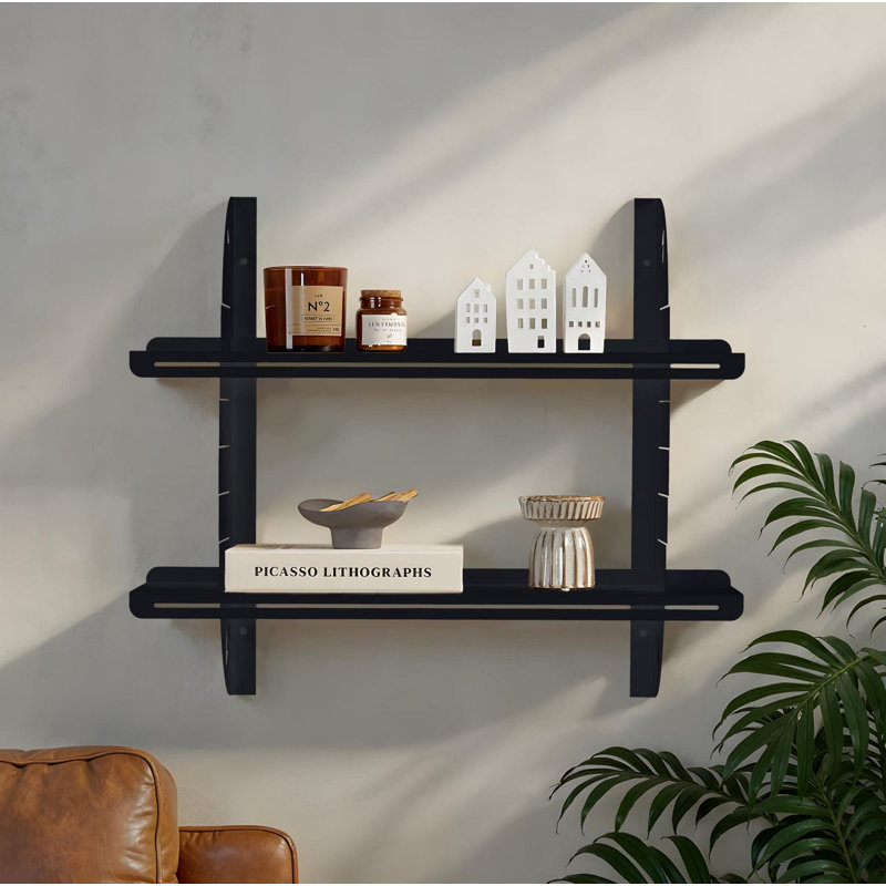 Tablette murale décorative en métal, Noir