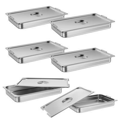 53cm x 33cm Set of 6 Gastronorm Pan, Steam Table Pans, Stainless Steel Pan with Handle, Commercial Steamer Pan Food Catering Trays