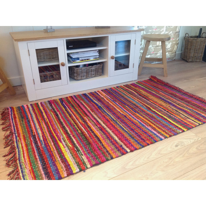 Sean Handwoven Stitch Flat Weave Multicolour Rug, Rectangle 120 x 180cm