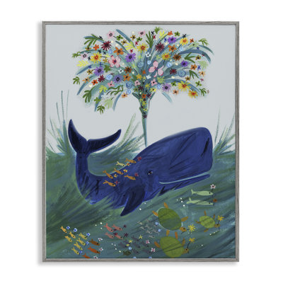 A Flowery Whale Framed Giclee, design by Kay Widdowson