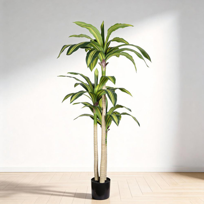 5' Artificial Dracaena Tree with Black Plastic Pot