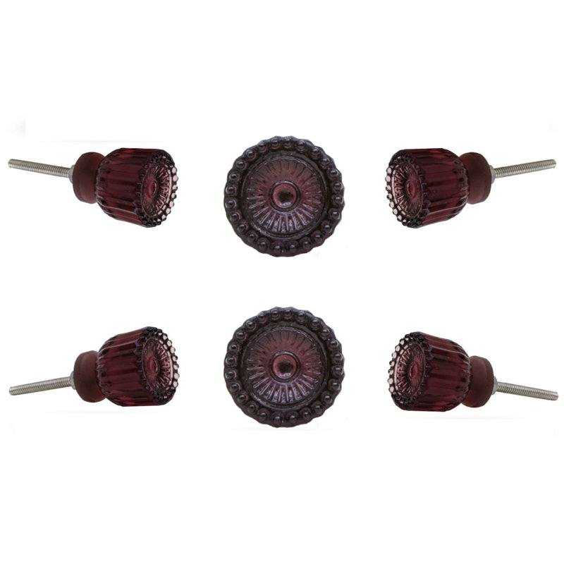 Multipack de boutons coniques 1,2 "Edith, Mauve, Argent