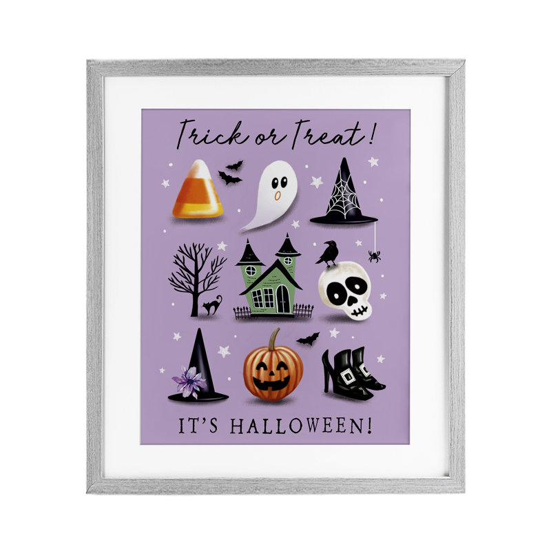 «Trick Or traiter It's Halloween», reproduction encadrée sous verre, conception par Elizabeth Tyndall, H 16 po x l 13 po