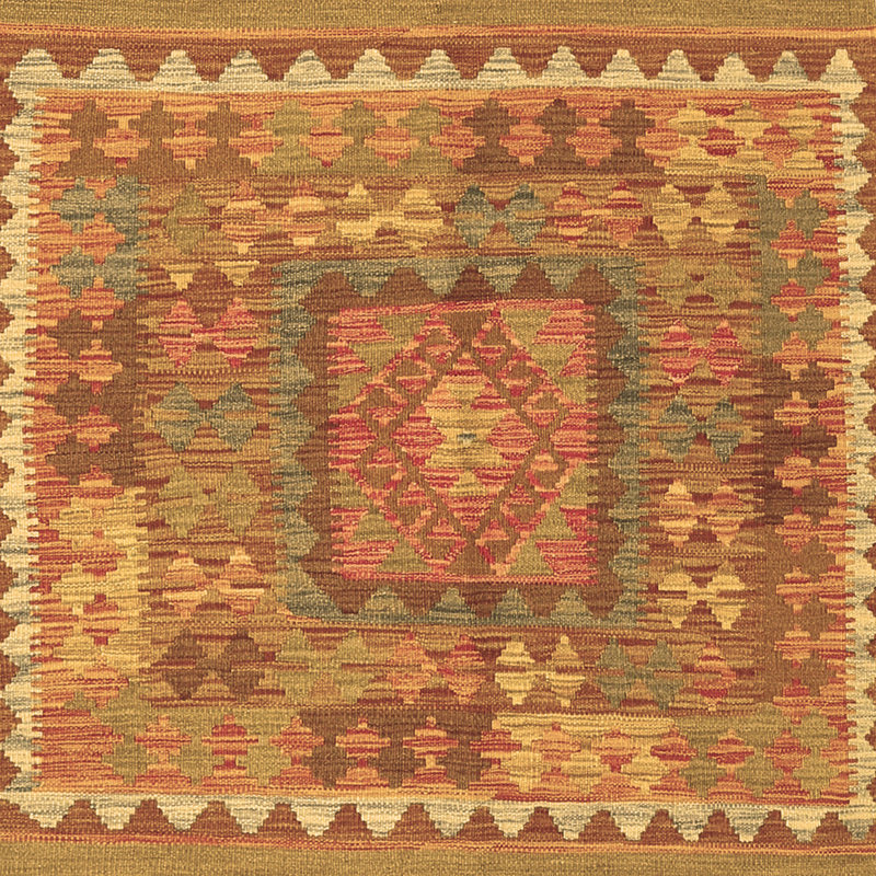 Tapis contemporains brun lavable à la machine 2584, Carré 7 pi