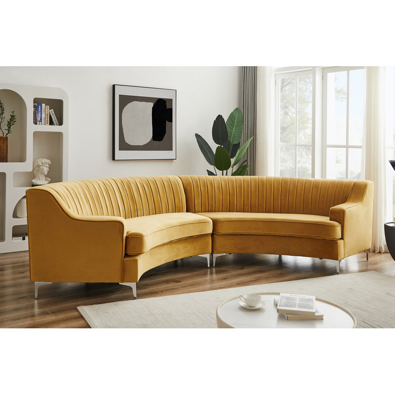 Canapé en velours 140,94 po Brendle, Velours doré