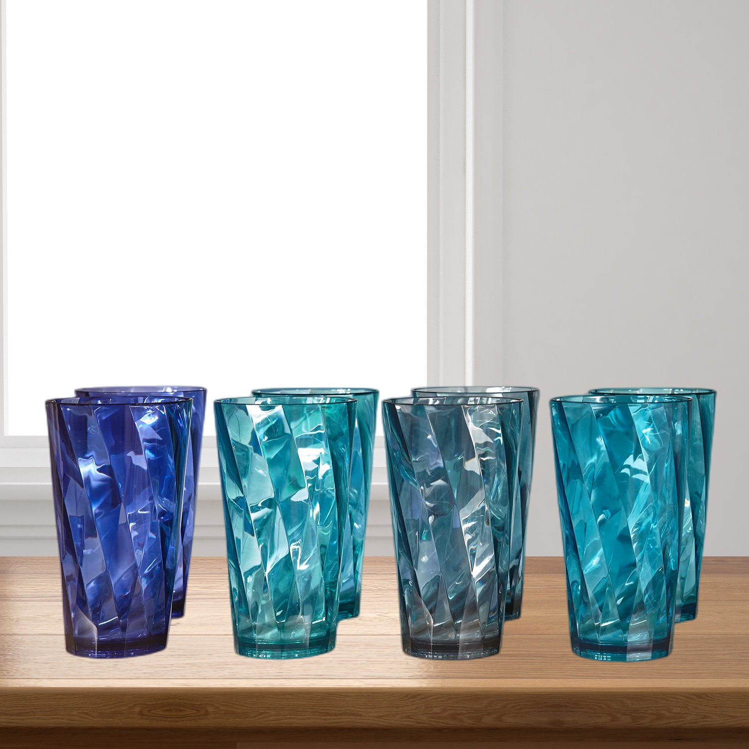 Elegant Drinking Glasses Kitchen Drinkware BPA free Dishwasher Safe Set of 8