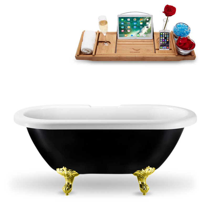 59.1'' x 28.3'' Freestanding Soaking Acrylic Bathtub, Polished Gold, Polished Gold