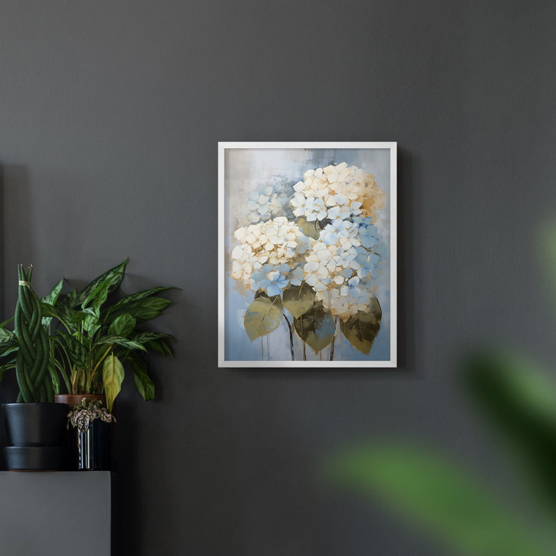Série FLORAL Cxxvi - reproduction encadrée de qualité supérieure - prête à être accrochée - aucun clou requis, Blanc