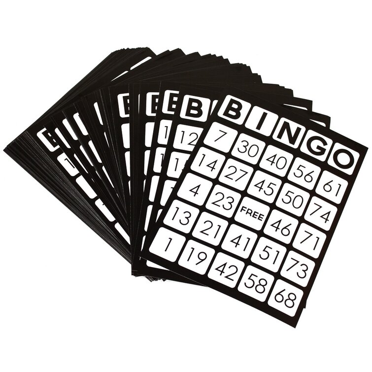 GSE Games & Sports Expert Ensemble de jeu de bingo avec cartes de bingo,  jetons de bingo transparents colorés et cartes de bingo (50 cartes de bingo  et 500 jetons de bingo)