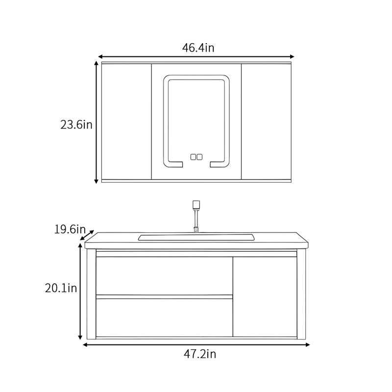 Simple and modern style bathroom cabinet, Dark Gray