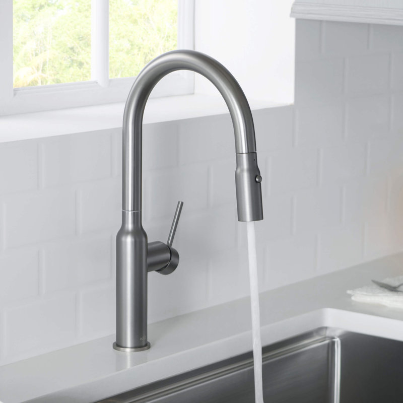 KIBI Hilo Pull Down Kitchen Faucet, Titanium, Without Soap Dispenser