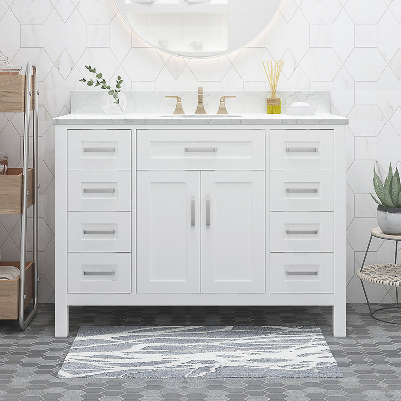 Meuble-lavabo simple 49,01 avec comptoir, Blanc