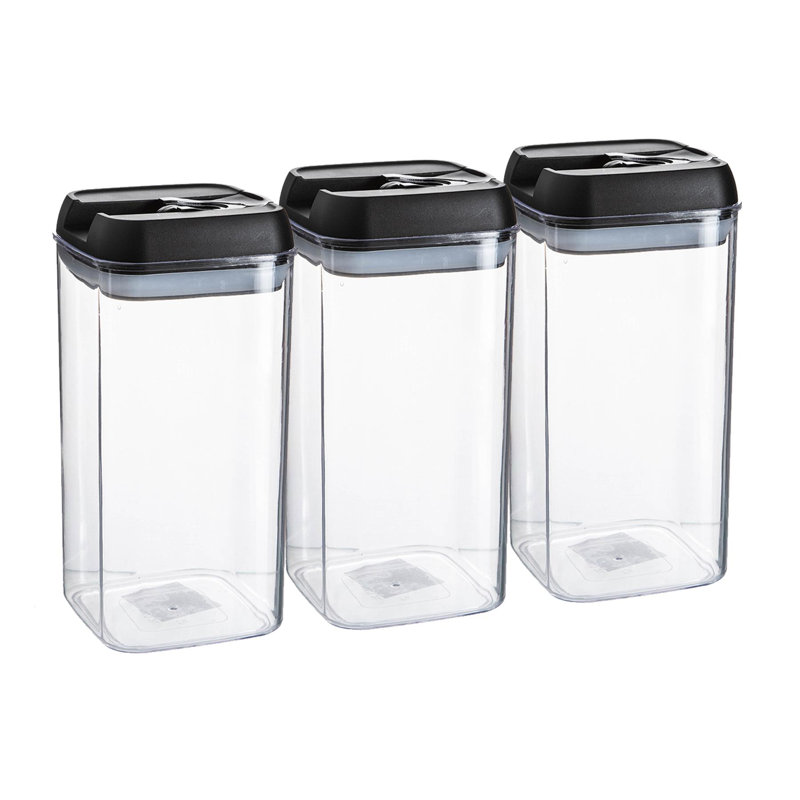 Argon Tableware - Food Storage Containers with Flip Lock Lid - Set of 6, Black, 20.5cm H x 10cm W x 10cm D