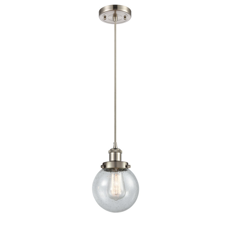 Luminaire suspendu sphère 1 lumière Chippewa, Grainé, Nickel satiné brossé, DEL