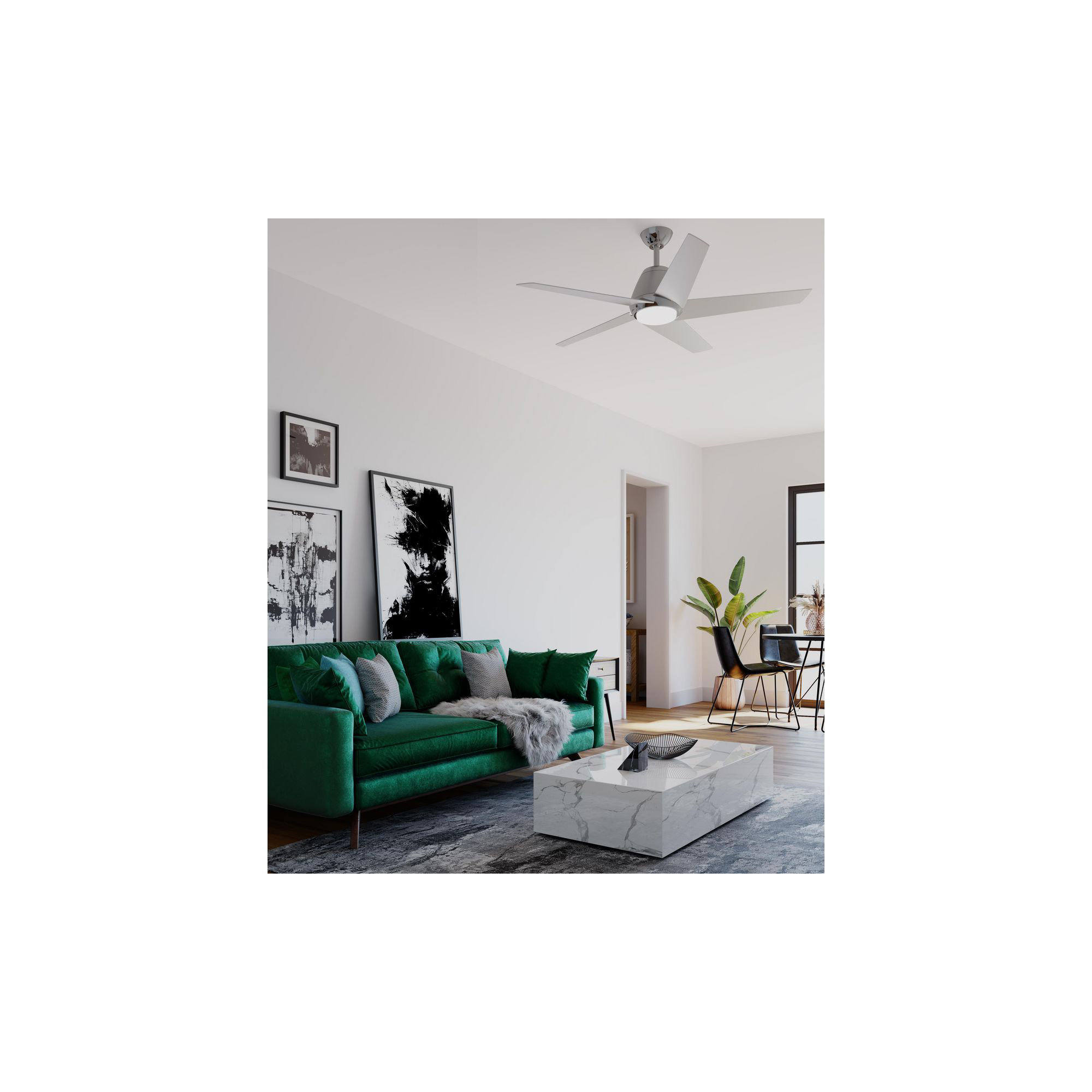 Hensley 54'' 5 Blade Ceiling Fan with LED Light Kit, Brushed Nickel with Silver Blades