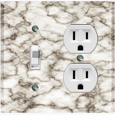 Marble Gray Print 1 Patterned 1 - Gang Combination Plate Standard Combination Wall Plate