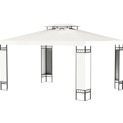 Pavillon de jardin crème blanc 10 pi x 13 pi - Double toit pour patio, jardin, pelouse, abri de jardin, terrasse