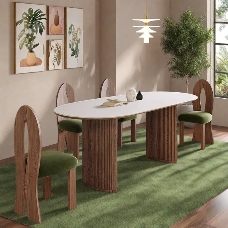 Ensemble de table ovale en bois de frêne Home Home, H 29,52 po x L 70,86 po x l 35,43 po