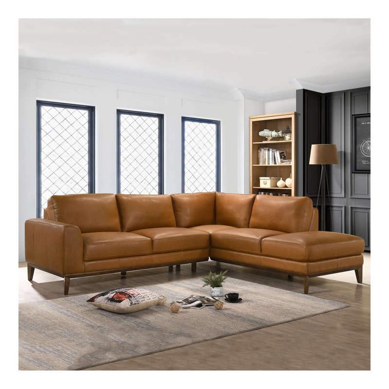 Canapé modulaire en cuir London faisant face à droite