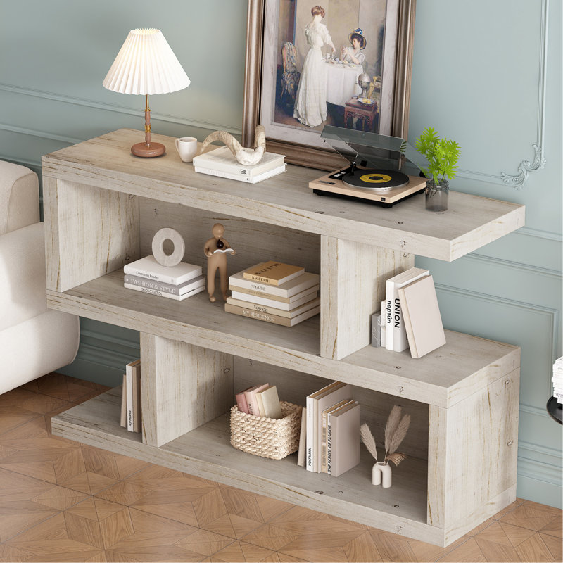 Narrow Console Table With Symmetrical Design, Retro Entryway Table With 2-Tier Open Shelf, Sofa Table For Entryway, Hallway And Living Room
