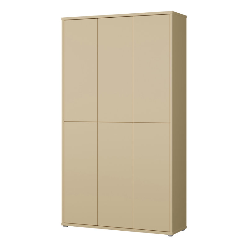 Chadwic Modern minimalistic shoe cabinet with 6 doors, entryway cabinet, engineered wood, butter yellow, 109.2 cm W x 191.9 cm H x 34.9 cm D
