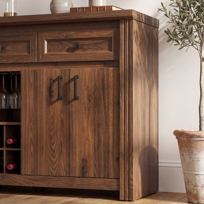 Buffet 55 po avec rangement, grande armoire de cuisine avec support à vin et porte-verre, table basse Farmhouse avec 4 portes et tiroirs pour la salle à manger, blanc