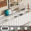 Cadre de lit plateforme grand avec lumières DEL, tête de lit avec rangement, ports de chargement USB, aucun sommier requis, assemblage facile, blanc