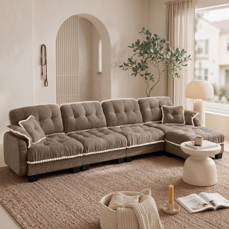 131.5 " Velvet L-Shaped Sectional, Blue Velvet