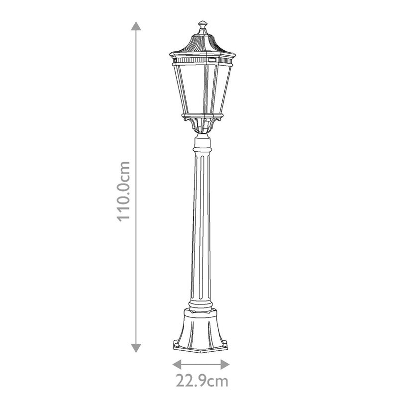 Tilda Mirrored Lamp Post (Full), Black