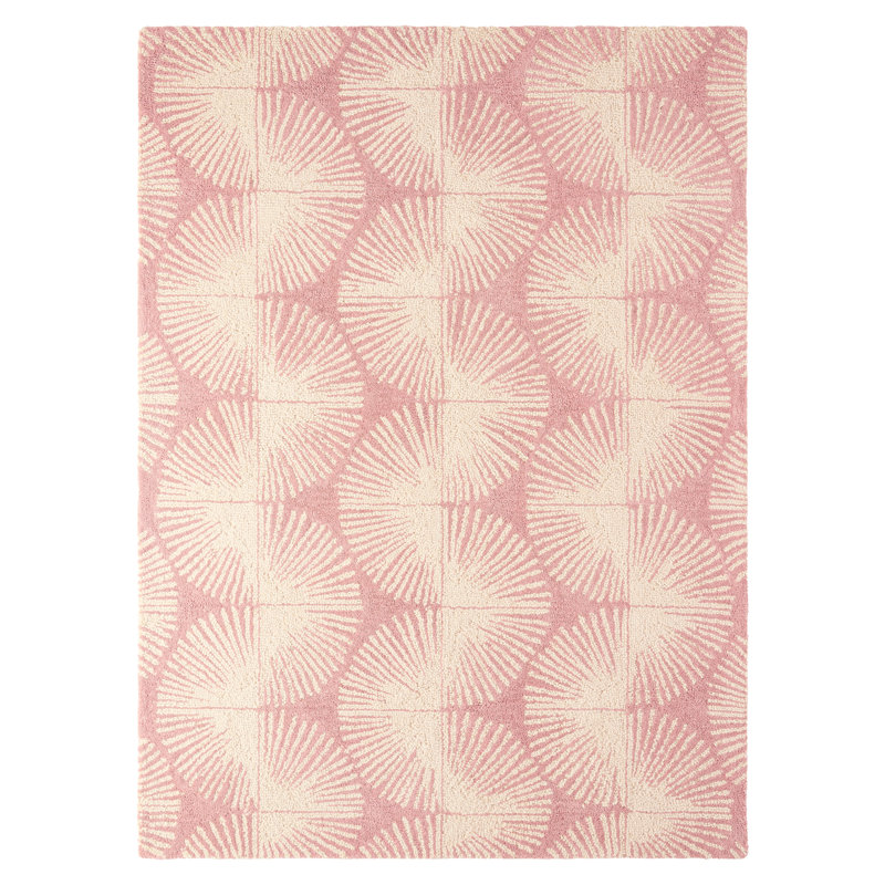 NICOLE MILLER NEW YORK Kendall Fluted Geo Handcrafted Wool Area Rug Rose, Runner 0'7" x 2'5"