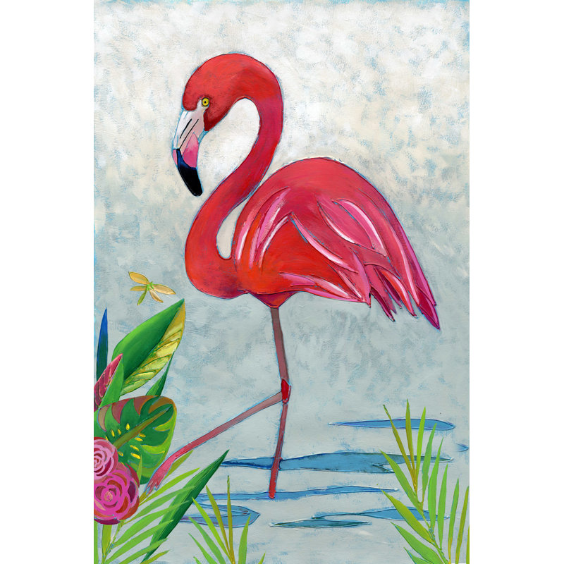 Vivid Flamingo I - Painting, 122 cm H x 81 cm W, Wrapped Canvas