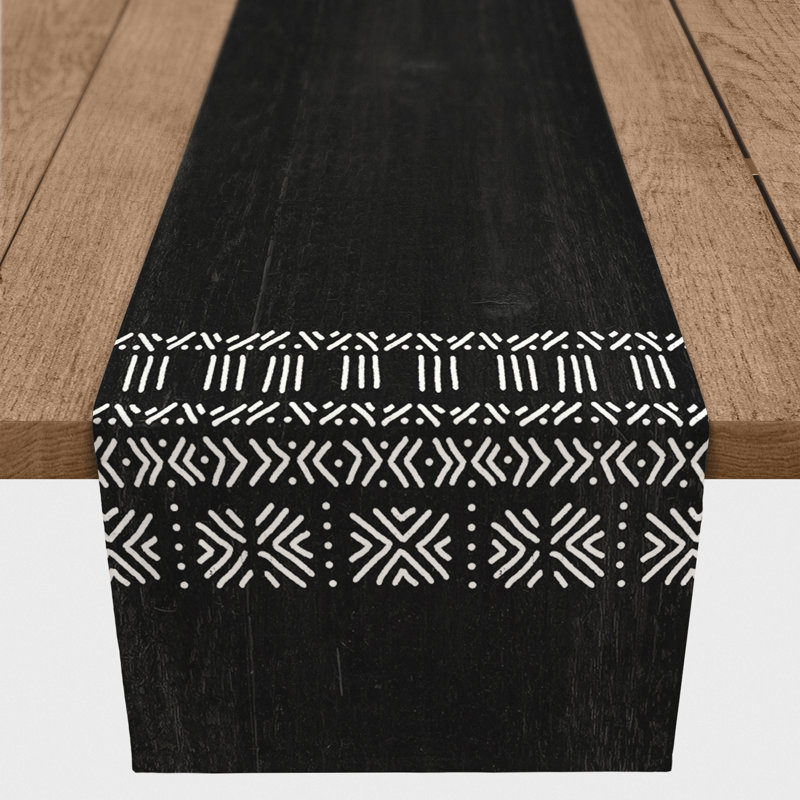 Amalea Rectangle Geometric Polyester Table Runner, 72" x 16"