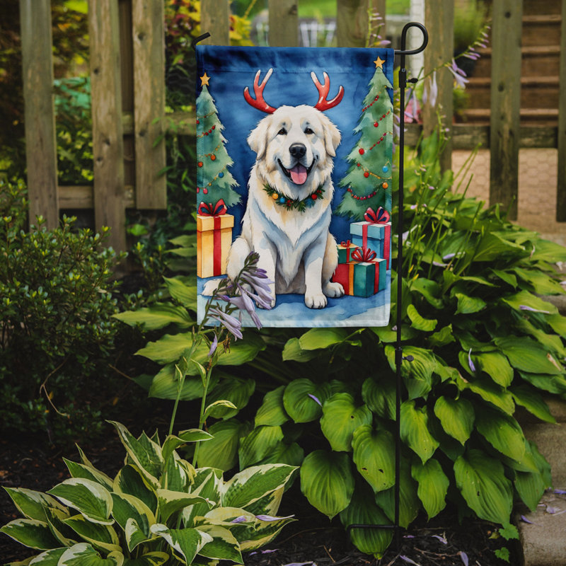 Christmas Reindeer Garden Flag, Great Pyrenees